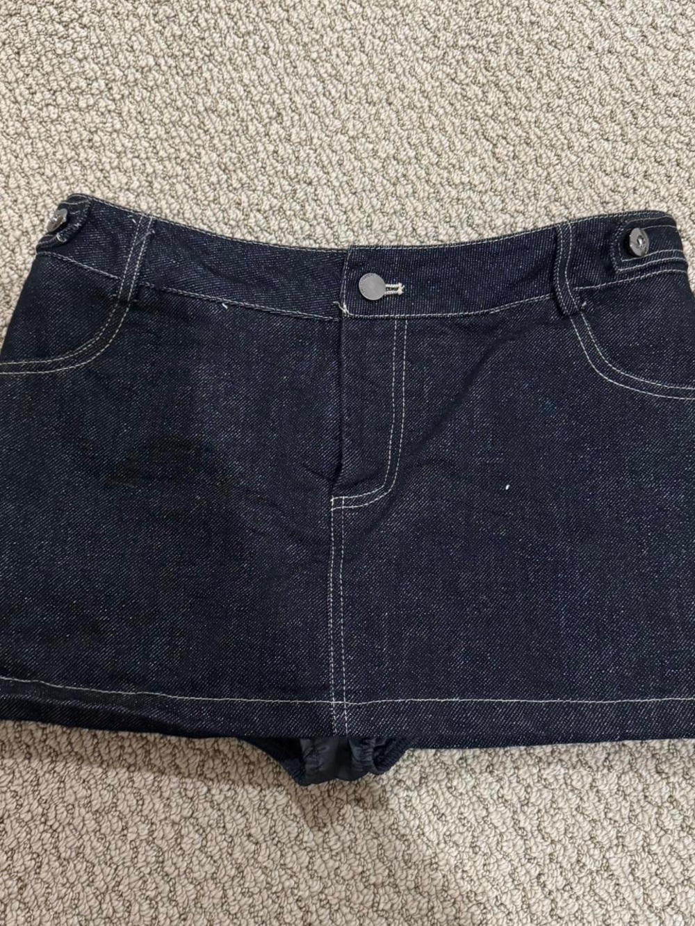 Dark Denim Mini Skort with Button Details